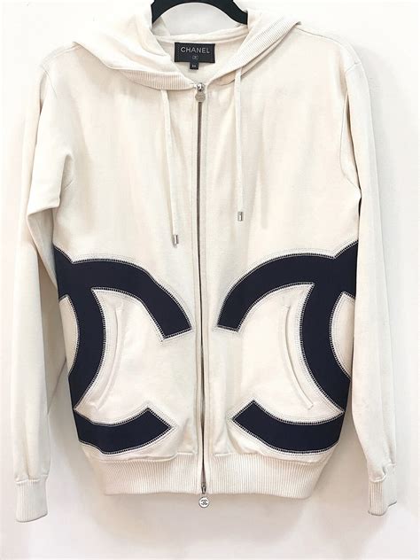 chanel crewneck cc logo hoodie|Chanel flannel cardigan.